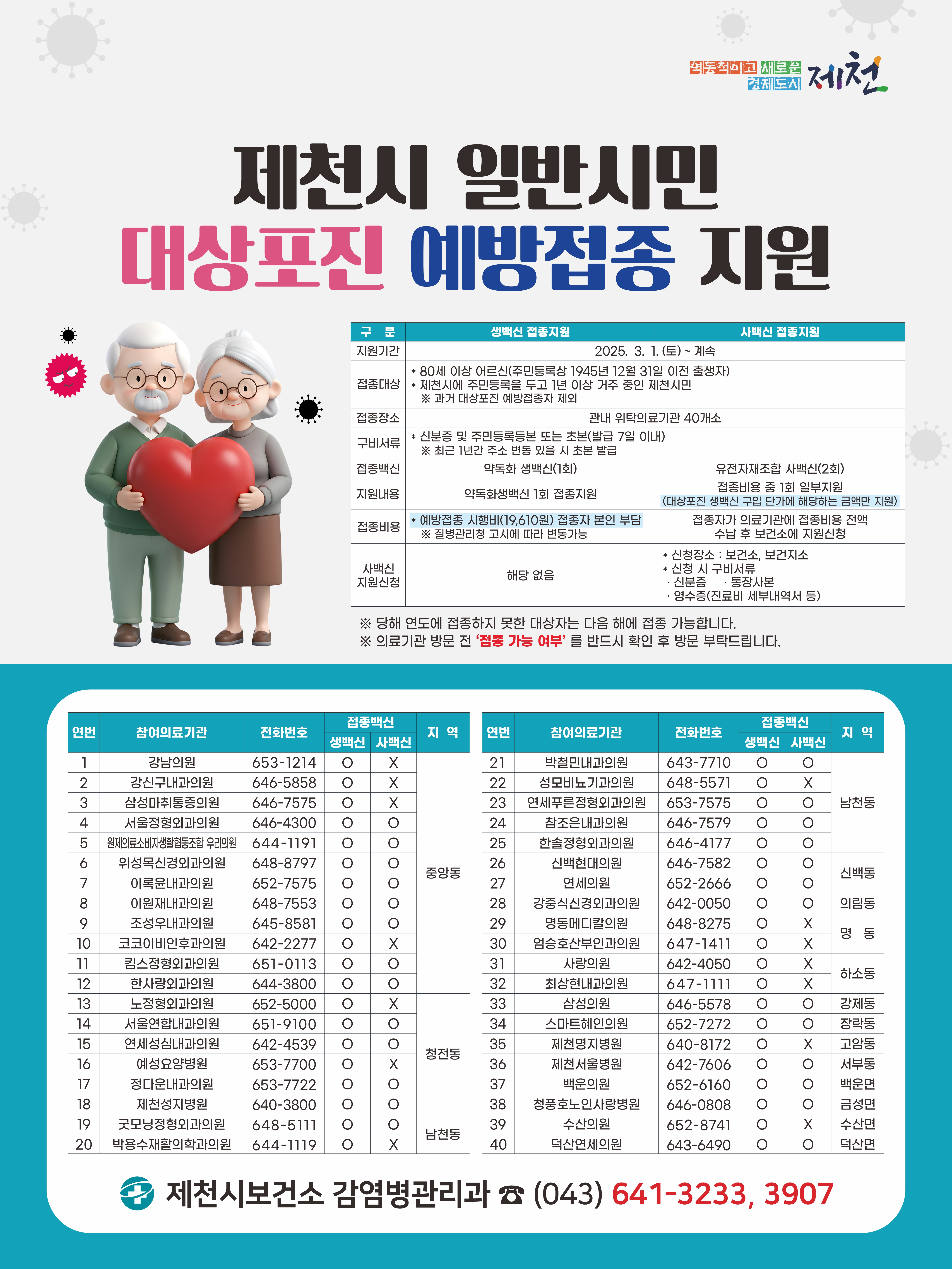 제천시, 80세 이상 일반시민 대상포진 예방접종 지원 실시 이미지 1